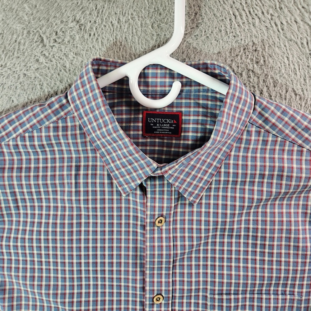 Untuckit Shirt Men XL‎ Slim Fit Button Up Long Sleeve Multicolor Plaid - Picture 3 of 10